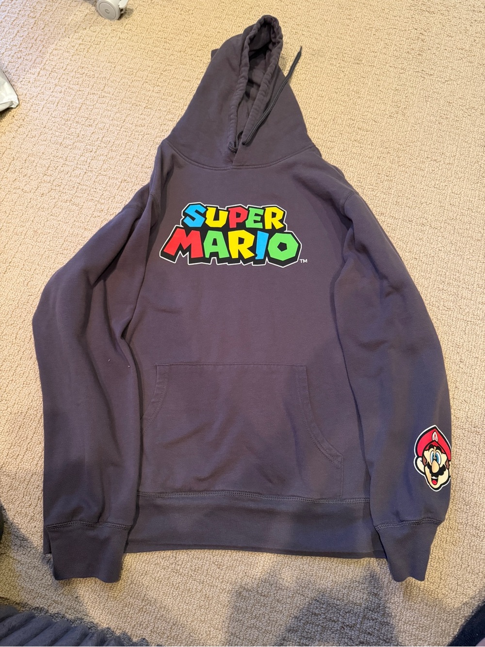 Nintendo TM Super Mario Hooded Sweater Gray In Color XL